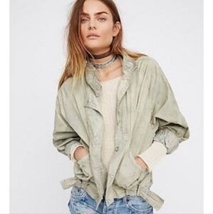Free People Parachute Jacket In Green & Blue Size XS